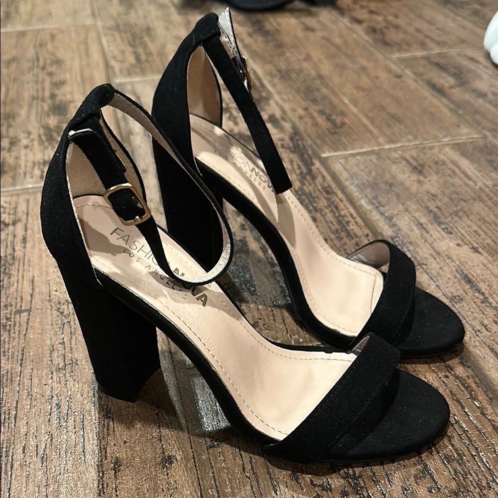 Fashion Nova Black Block Heel Sandals